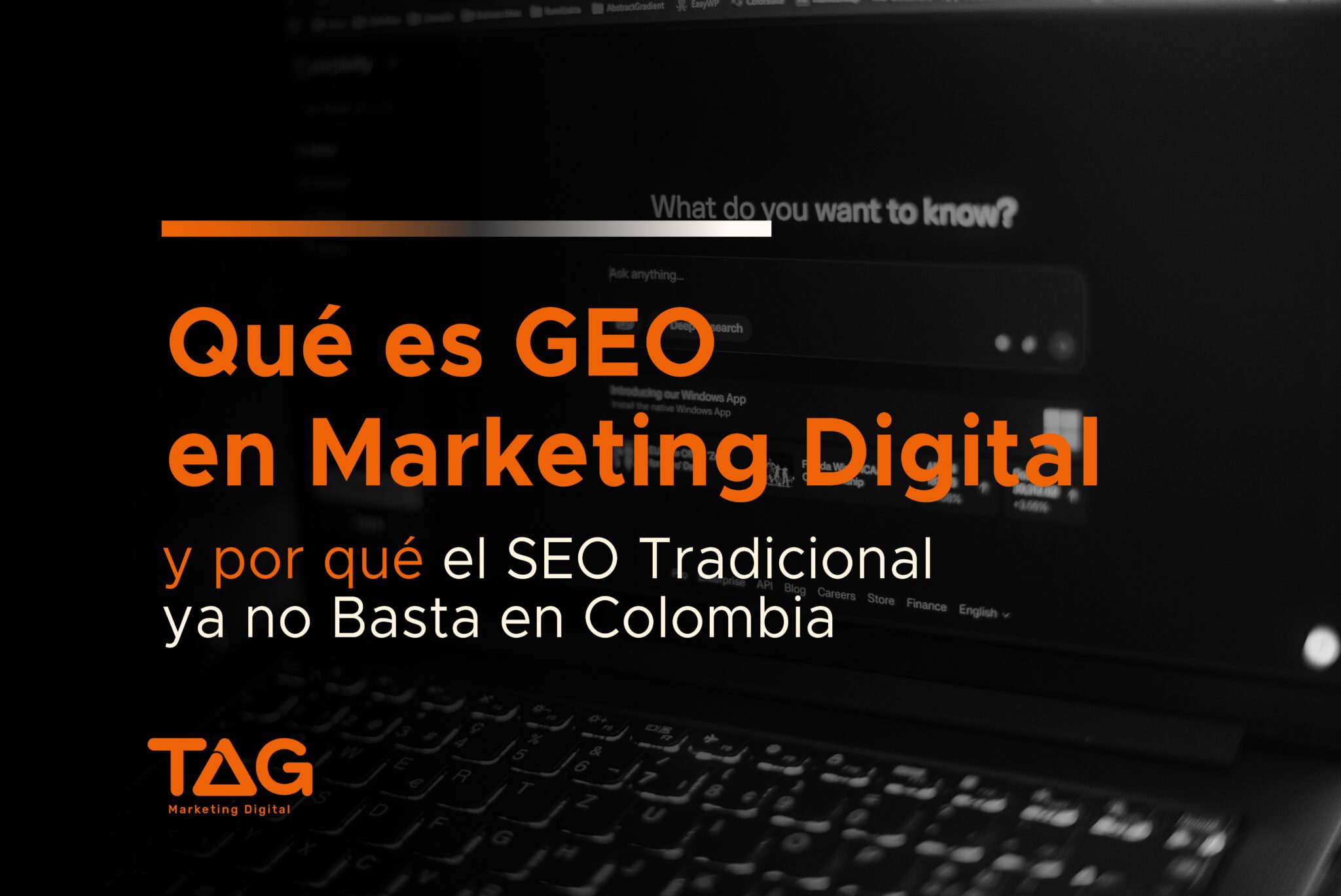 Captura de pantalla de un motor de búsqueda generativo citando fuentes web corporativas en Colombia.
